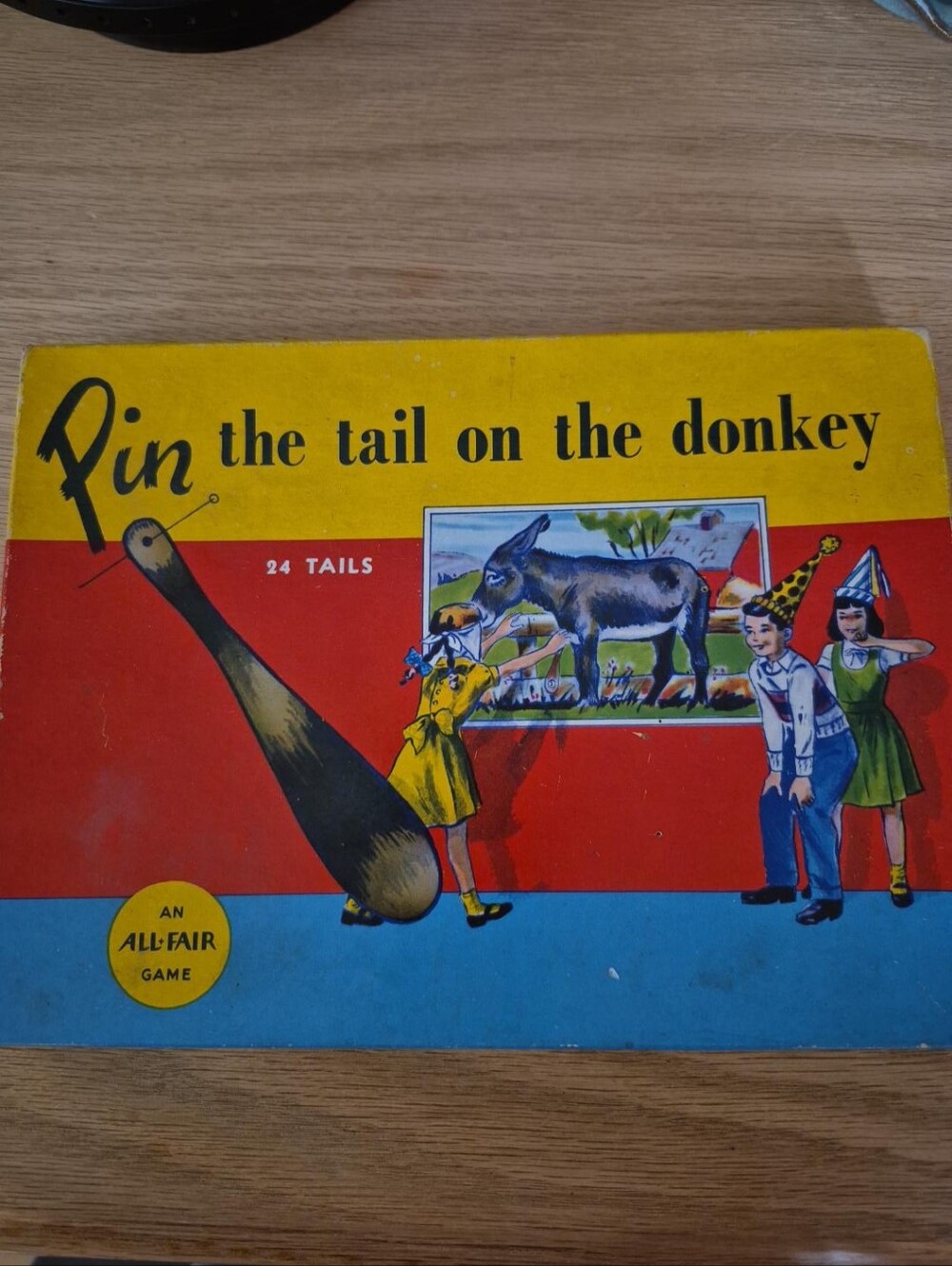 Vintage 1940s COMPLETE Pin The Tail On The Donkey.